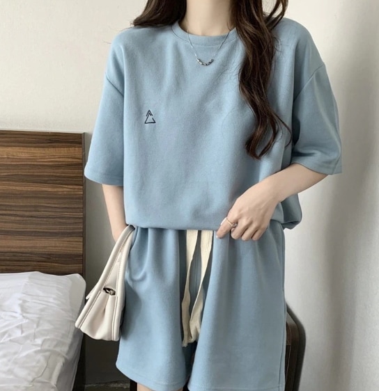 韓国ファッション 上下2点 セットアップ レディース Tシャツ 半袖 セットアップ