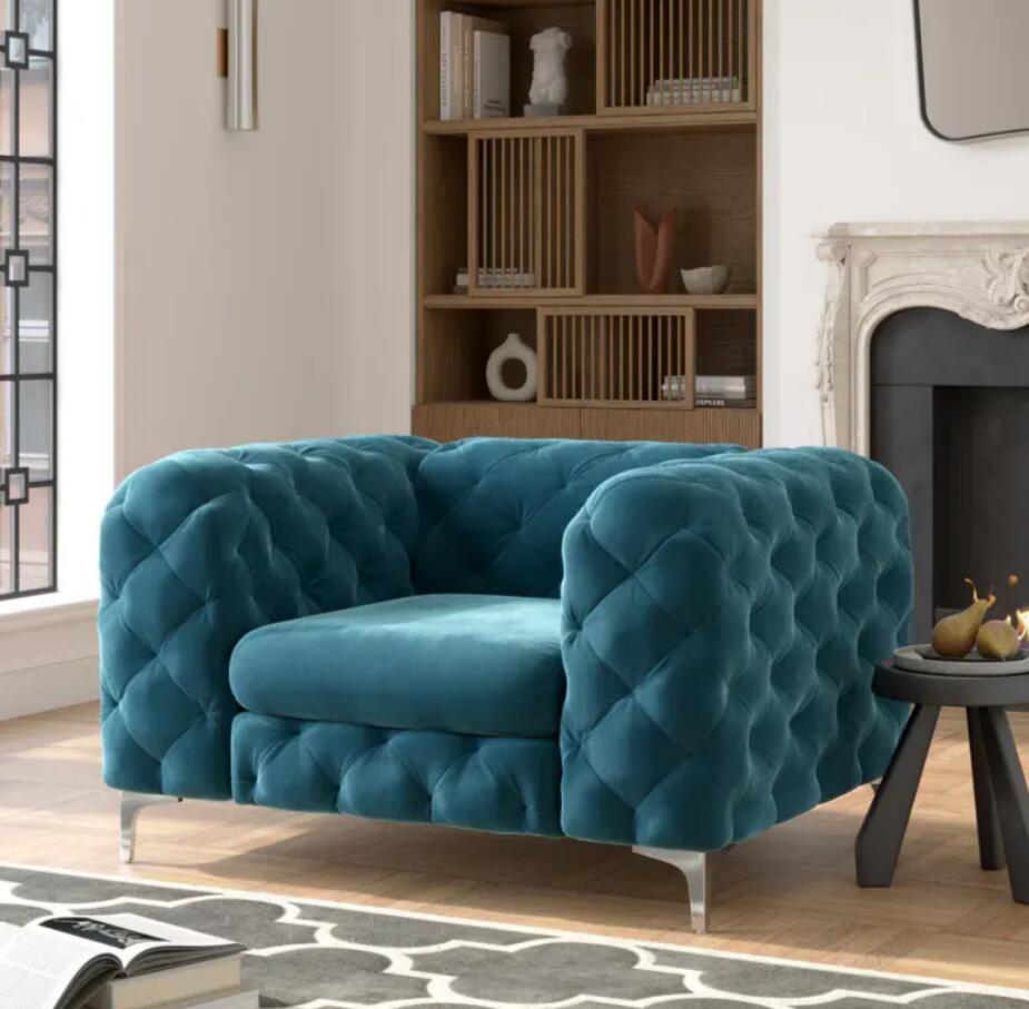 購入者限定チェア背もたれクッションプレゼント ベルベットチェスターフィールドアクセントチェアモダンリビングルーム断面ソファセット家具シングルラウンジソファラウンジソファ