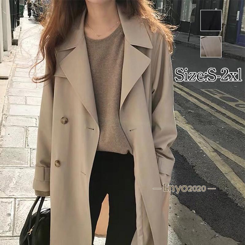11月の大上新トレンチコート レディース スプリングコート 服 ロング丈 Aライン ベルト付き オシャレ 着痩せ アウター 韓国風 通勤 オシャレ L