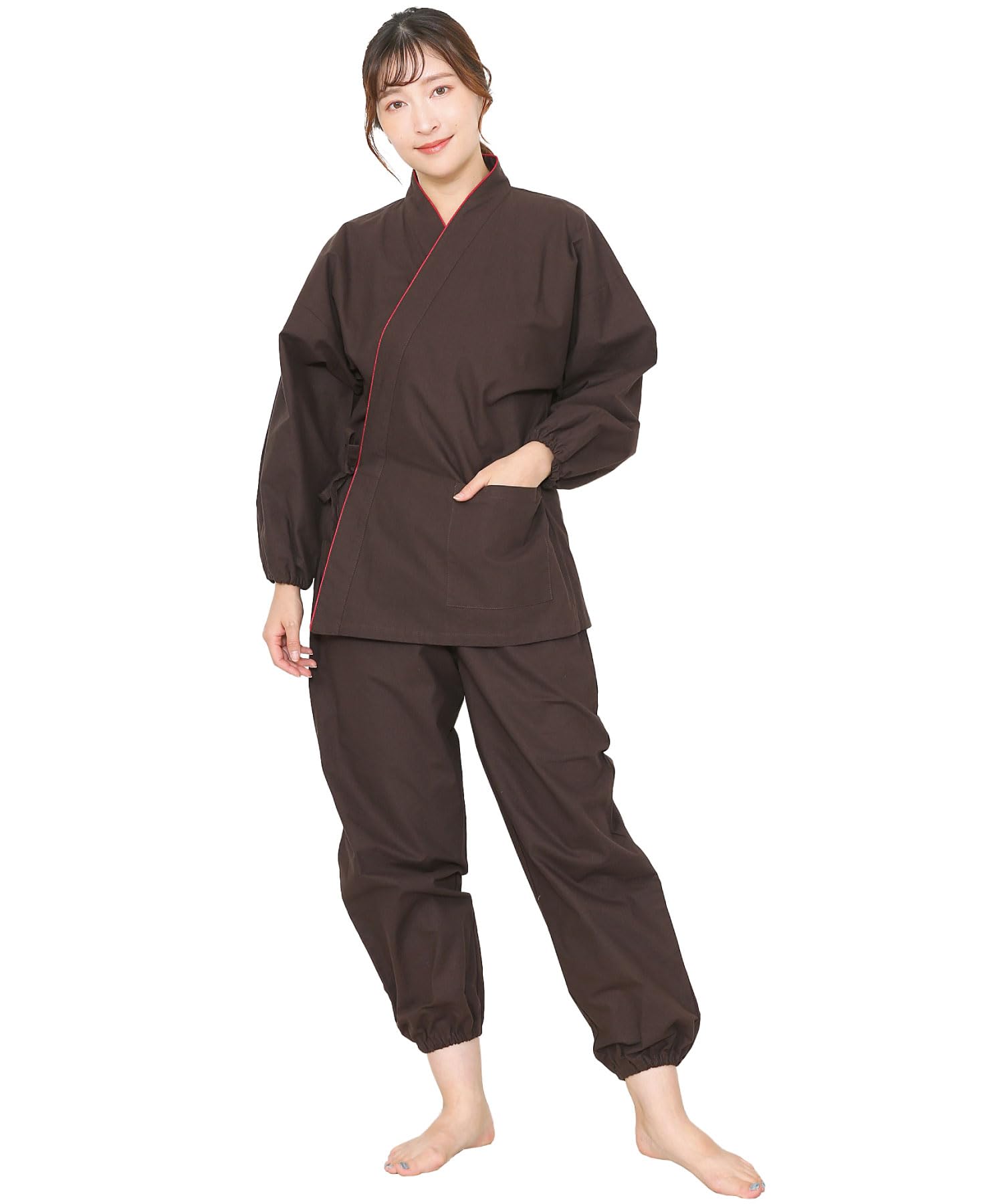 [ニシキ] 0815 作務衣 レディース 上下セット 綿100％ シーチング素材 [7:渋茶/Mサイズ] 4,675円