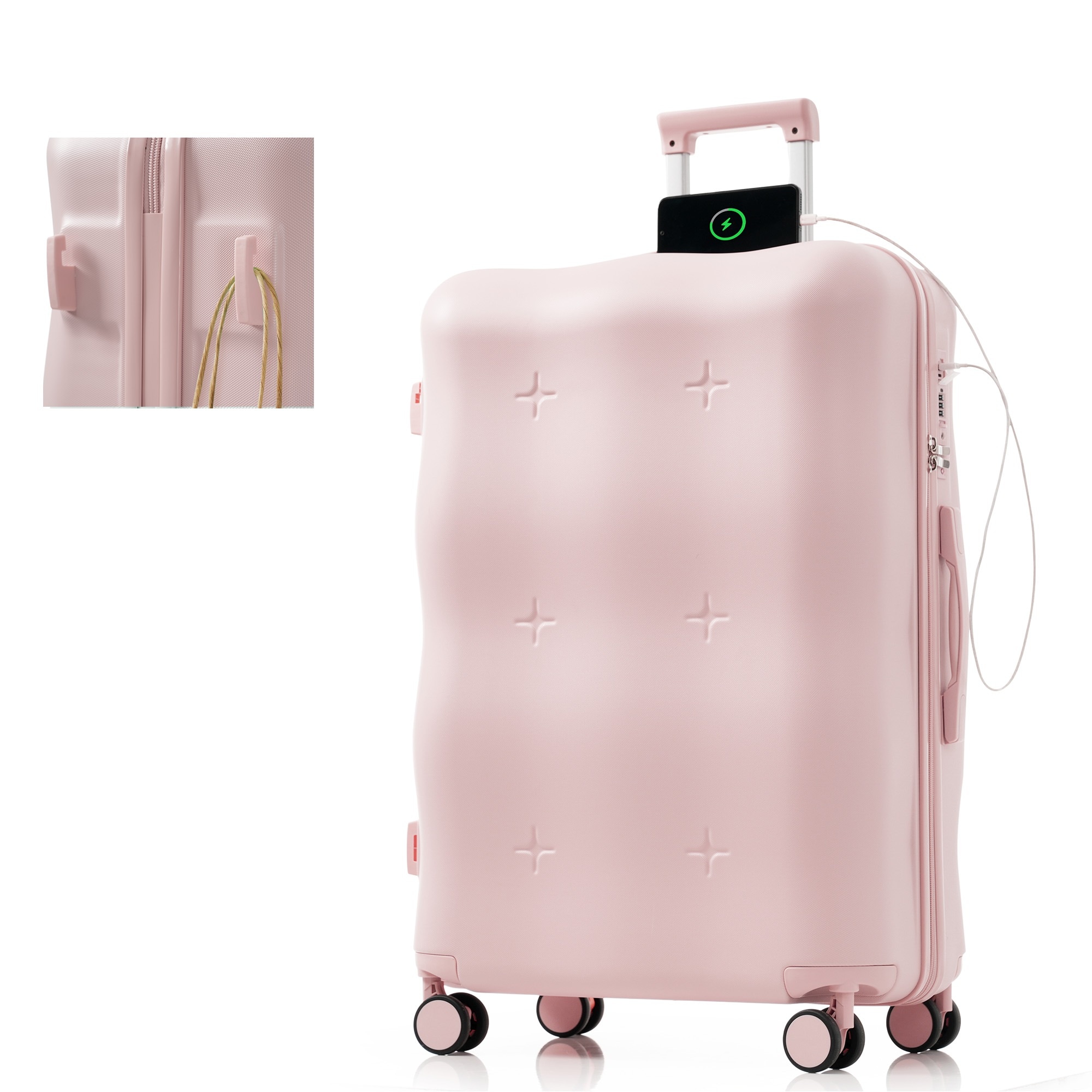 【2枚購入で100円OFF】スーツケース Lサイズ キャリーバッグ キャリーケース USBポート付き ストッパー付き 大型 超軽量 軽量 大容量 かわいい ファスナー式 TSAロック搭載 360度回転