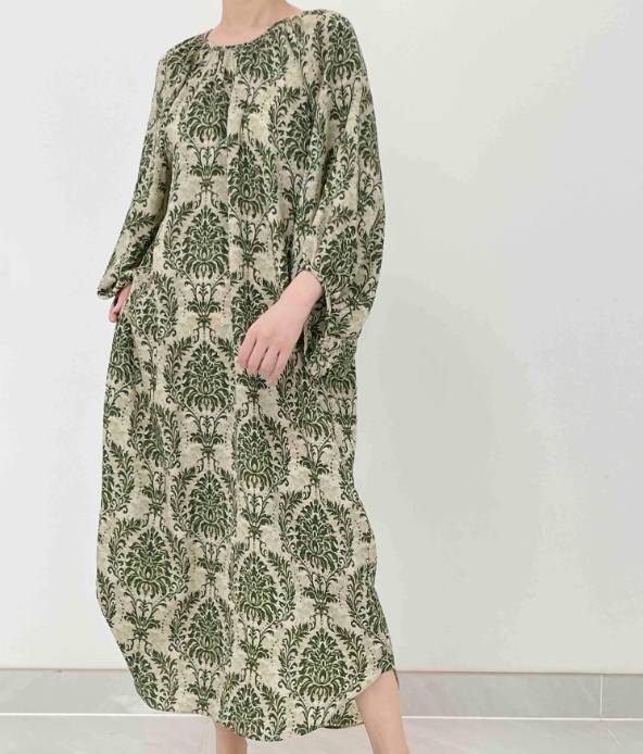 おすすめ品レディース ワンピース ロングワンピース ロング 7分袖 ボリューム袖 ラウンドネック かわいい おしゃれ アジアン エスニック エキゾチック ラフ ガーリー ルーズ 個性的 存在感 ナチュ