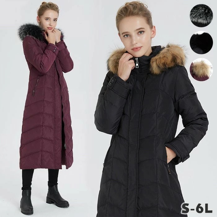ダウンコート レディース コート ロング ベンチコート ファー付き フード付き 大きいサイズ 黒 ロングコート ダウンジャケット 母の日 プレゼント カッコイイ アウター ジャケット ダウン シンプル