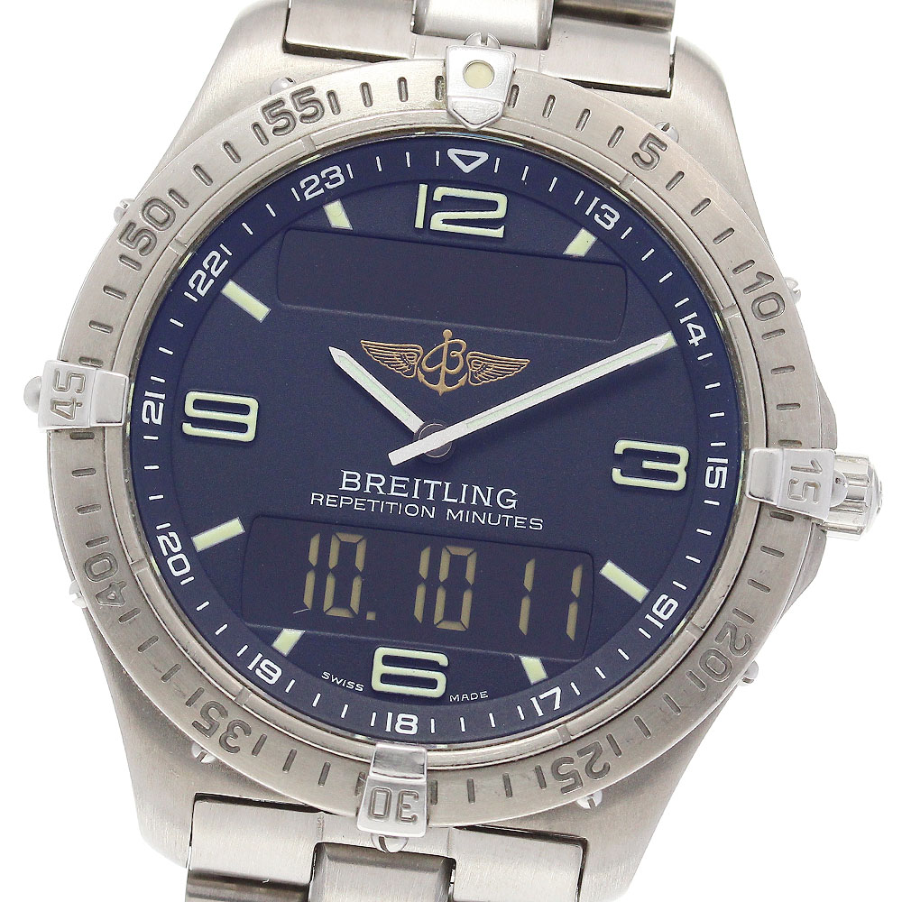 ブライトリング BREITLING E65062 エアロスペース アラーム デュアルタイム クォーツ メンズ 良品 _844765【中古】