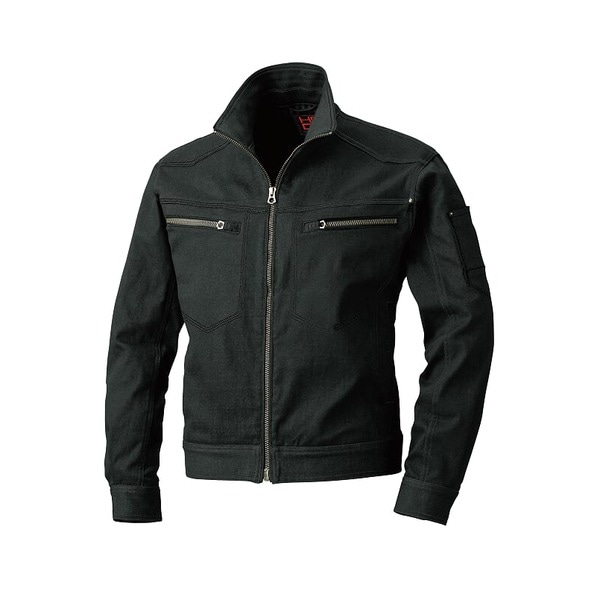 (村上被服製) ブルゾン/作業着 (アッシュブラック サイズM) ストレッチ素材と横からも装着ファスナー 綿 ポリエステル 3203