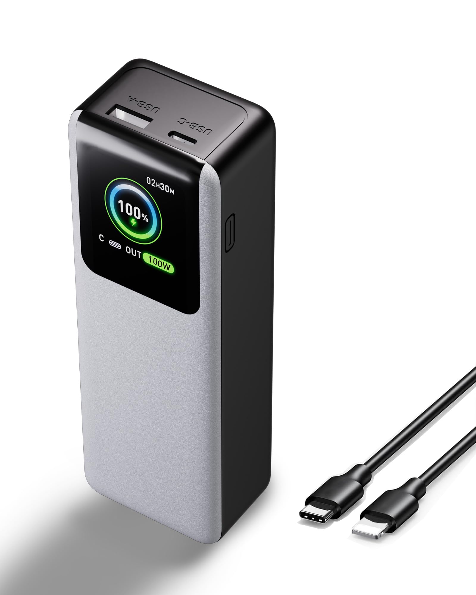 FUSSOP モバイルバッテリー 大容量 急速充電 27000mah 100W高出力 PD3.0 低電流モード TFTディスプレイ 残量表示 2ポート パススルー I Phone/Android/ノー