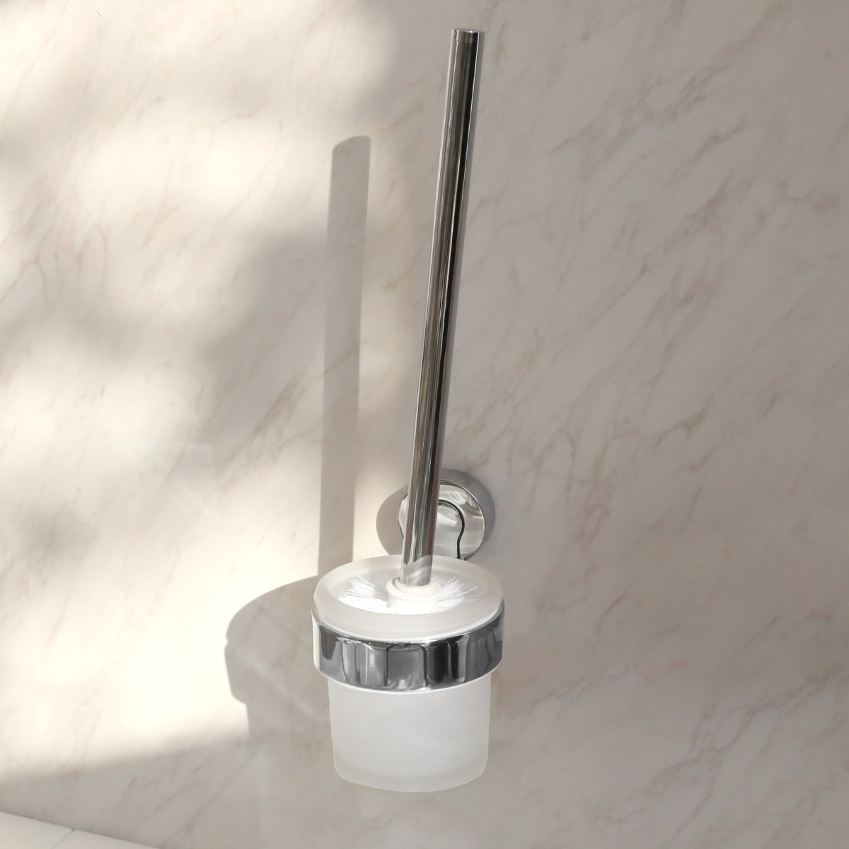 トイレブラシ ケース付き BISK VENTURA ホワイト トイレ ブラシ トイレブラシスタンド ブラシ立て ポット付き 浮かせる収納 トイレブラシケース トイレブラシ入れ おしゃれ ガラス
