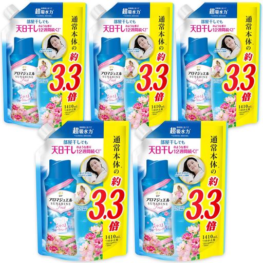 レノア ハピネス アロマジュエル 香り付け専用ビーズ おひさまフローラル 詰め替え 1,410ML×5袋 [大容量] [ケース品]
