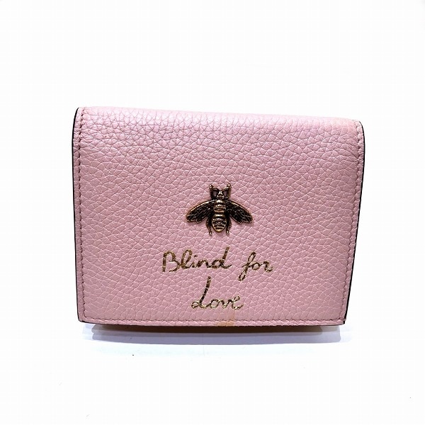 グッチ アニマリエ ビー 460185 蜂 レザー 2つ折り財布 レディース 【中古】