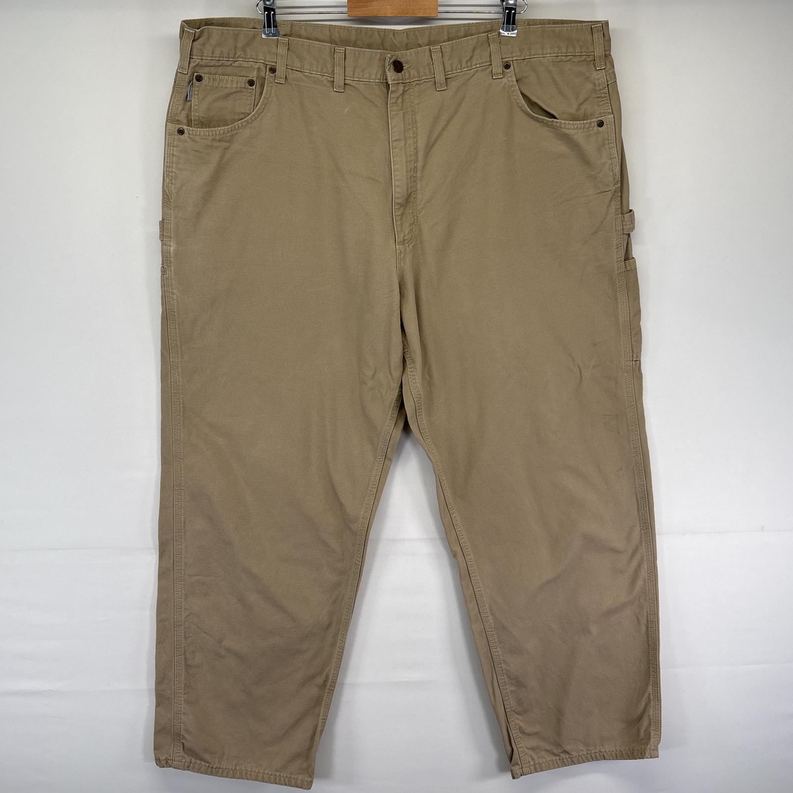 古着 ワークパンツ ダック地 ペインター ワンポイントロゴ ハンマーループ 作業着 w46 L32 ベージュ メンズ