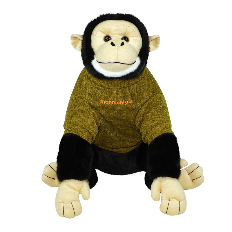 チンパンジー ぬいぐるみ オリーブ色のニット