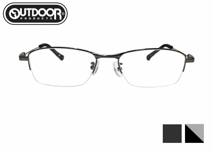 アウトドア OUTDOOR 08-0001ハーフリム ナイロール スクエア ニッケル チタン メンズ レディース めがね メガネ 眼鏡 54サイズ