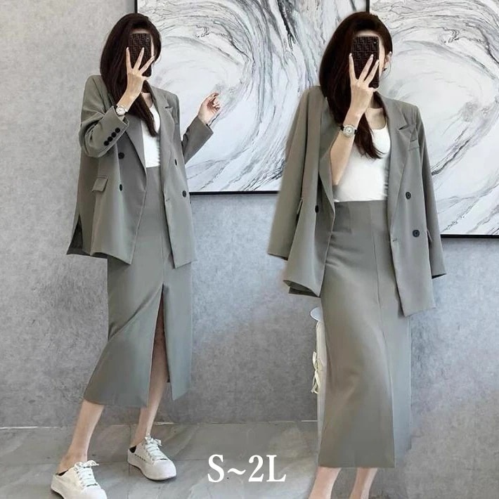 2L L M S 謝恩会 フォーマル 卒園式 お受験 結婚式 入園式 入学式 セレモニー レディース 美脚効果 カジュアル 卒業式 スリット ママスーツ スカートスーツ セット スーツ 2点セット