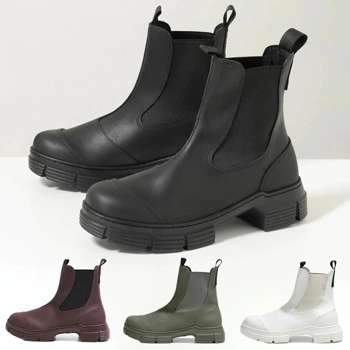 GANNI ガニー ショートブーツ Recycled Rubber City Boot レディース チェルシーブーツ シティブーツ ラバー サイドゴア ロゴタブ 【mega】 16,416円