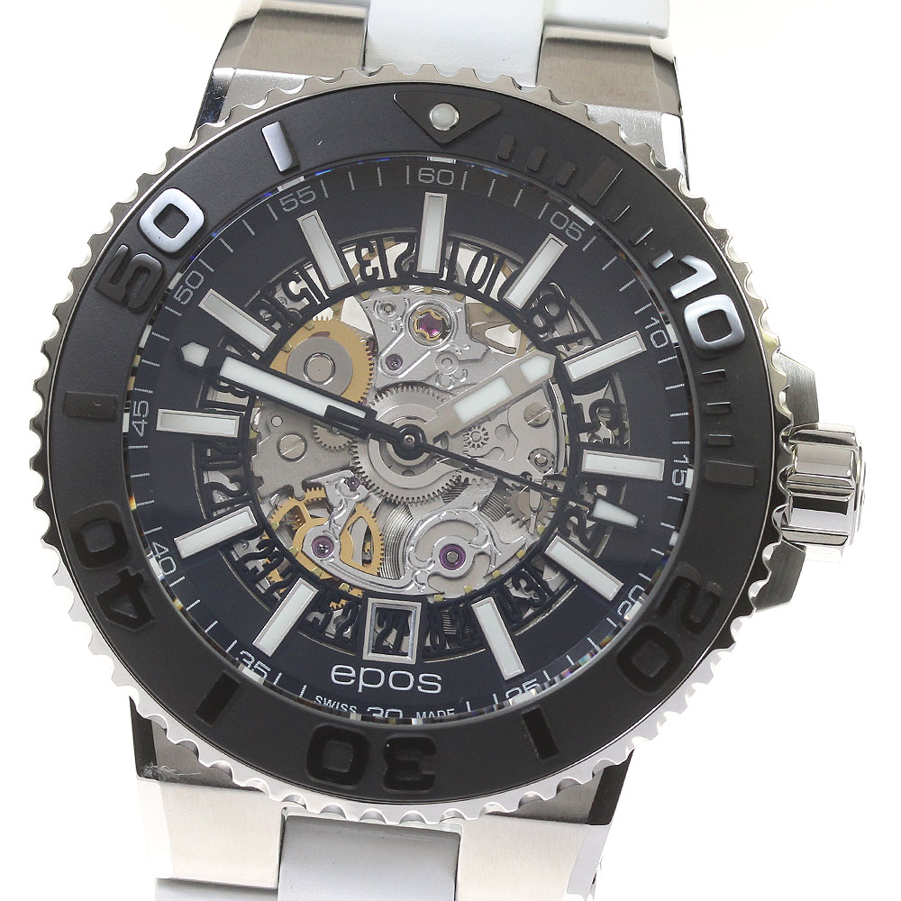 エポス EPOS 3441SKBKWHR スポーティブ デイト 自動巻き メンズ 未使用品 箱保証書付き_824709【中古】