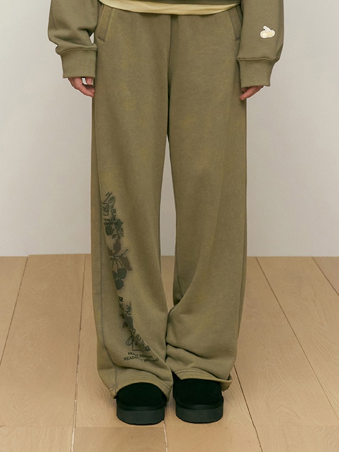 LUNA WASHING VINTAGE GRAPHIC JERSEY PANTS [LIGHT KHAKI]