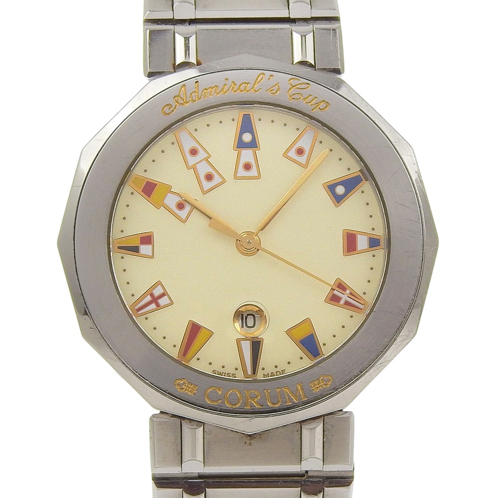 CORUM コルム アドミラルズカップ 99.810.20 V550 腕時計 ステンレススチール クオーツ アナログ表示 ユニセックス アイボリー文字盤 中古品