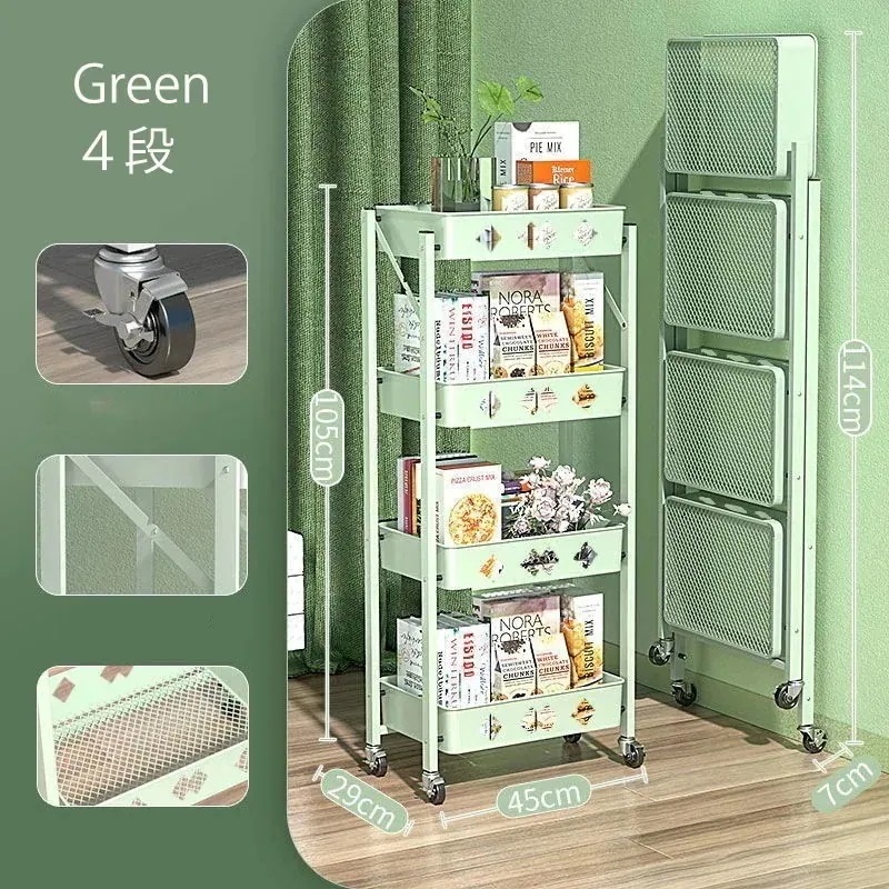 収納ラック 移動自由な収納ワゴン 折り畳み式収納ワゴン 小物収納ワゴン キッチン収納 キャスター付き カーボン材質収納ワゴン 組み立て必要なし185