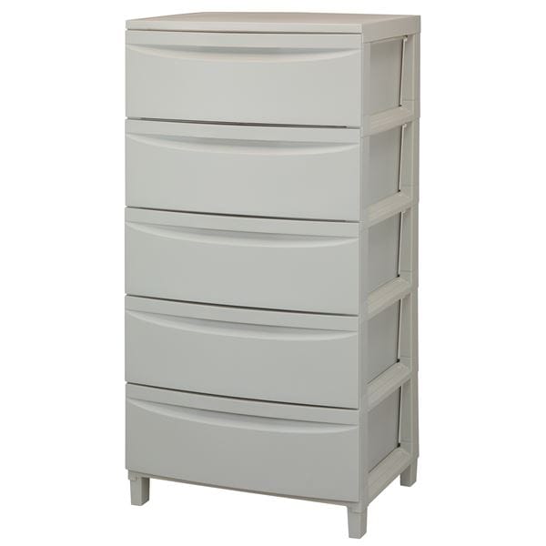 脚付 ワイドチェスト5段 ミルクティーベージュ 組立式