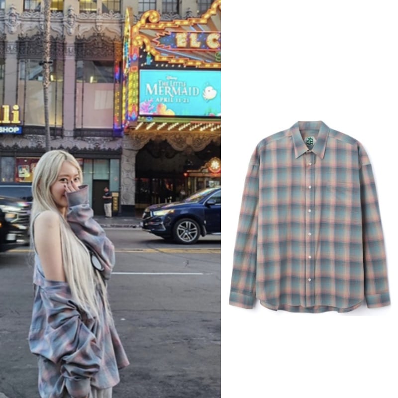 【Lesserafimサクラ着用】 オーバーサイズFlannel checkシャツ