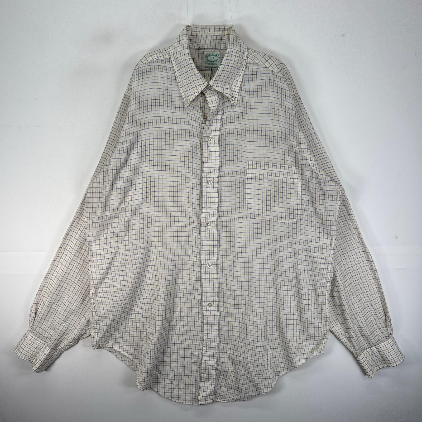 古着 70s/70年代 ヴィンテージ 長袖シャツ ボタンダウン 6ボタン L イエロー系 チェック メンズ