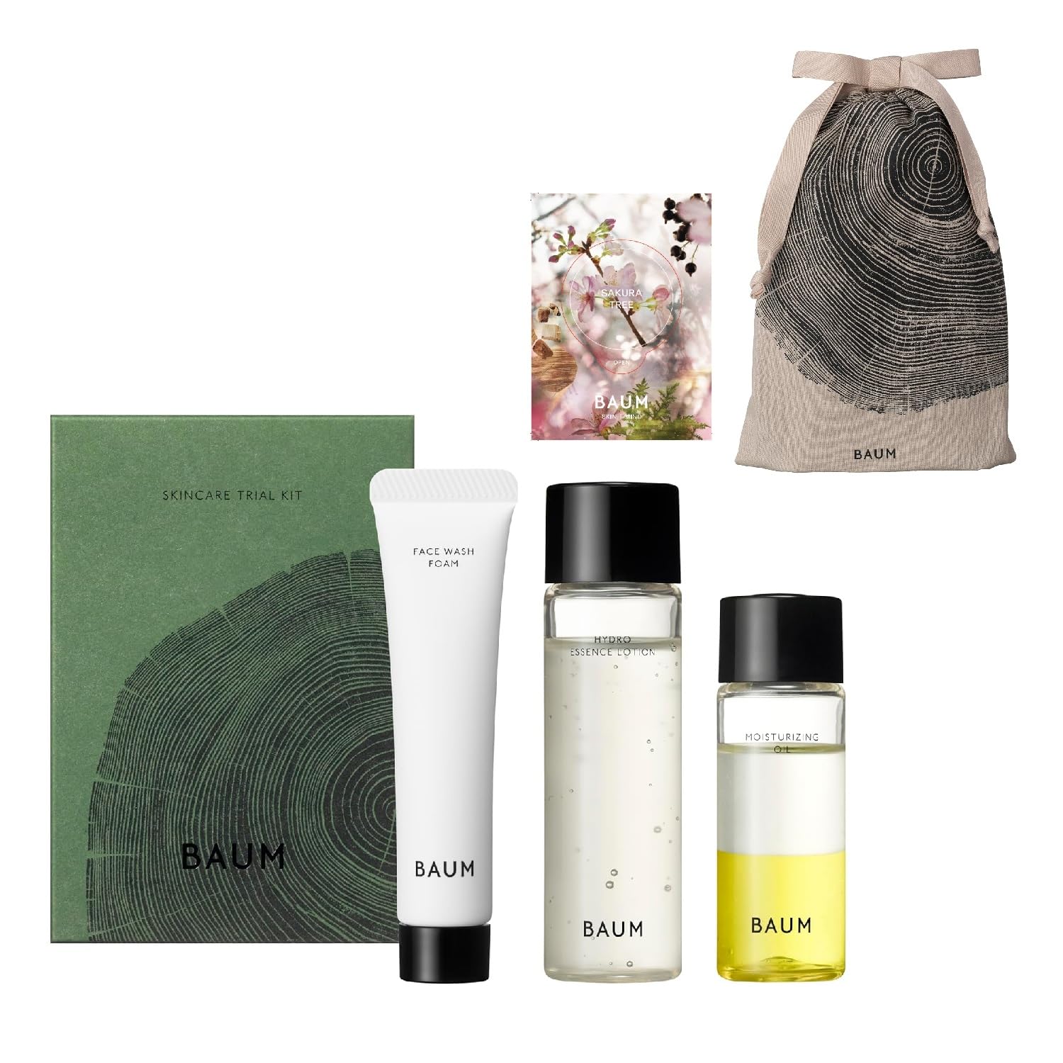 BAUM(バウム) ギフトキット　スキンケア トライアルキット ＋ラッピングバッグ　 30mL 16mL 15mL セットもの スキンケア トライアルサイズ 保湿 森林浴 ユニセックス ギフト プレゼ
