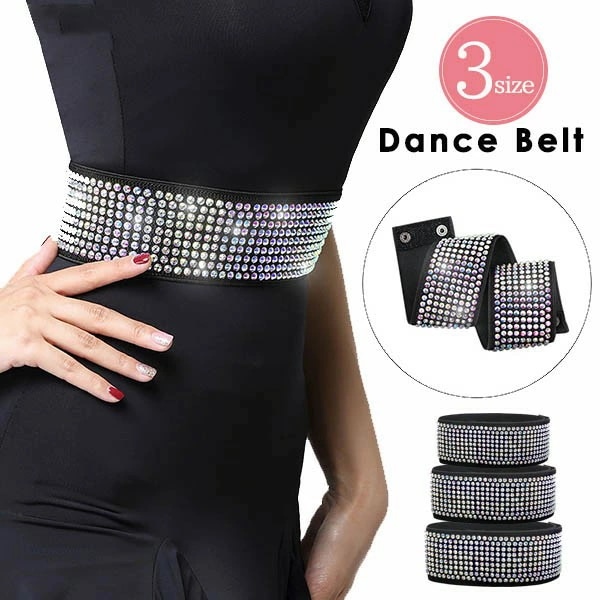 ダンス用ゴムベルト ラテンダンスベルト ゴム ストレッチ アクセサリー 太め 帯 社交ダンス衣装 キラキラ ラインストーン クリスタル 練習着 ワルツ タンゴ ルンバ ラテンダンス イベント ステージ