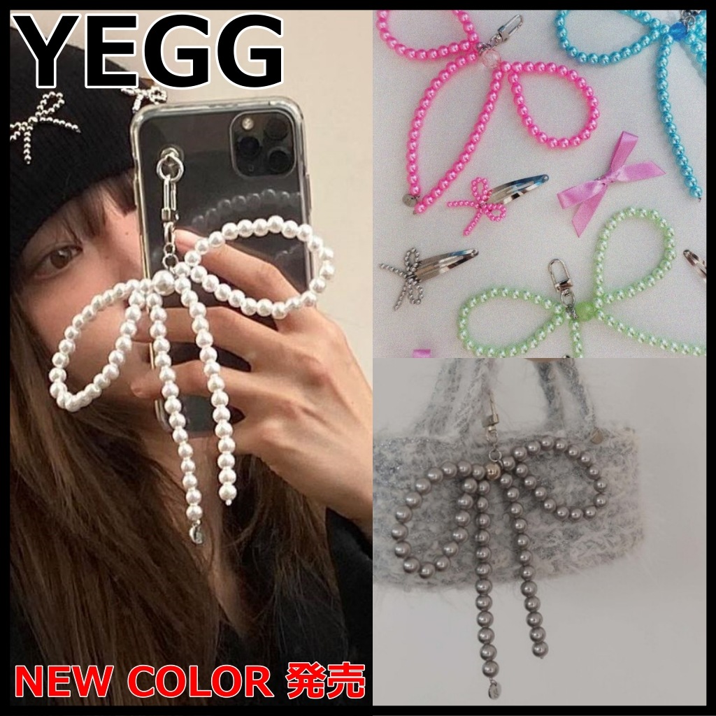 【YEGG】 Ribbon keyring Color Ribbon keyring リボン キーホルダー リボンキーリング ビーズキーリング ビーズキーホルダー