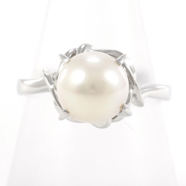 PT900 プラチナ リング 16号 パール 約9mm 【中古】