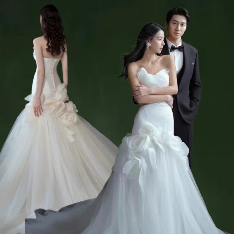 ウェディングドレス 白 花嫁 結婚式 ドレス パーティードレス 花嫁ロングドレス 簡約 結婚式 露背 二次会 レース お呼ばれ 挙式 姫系