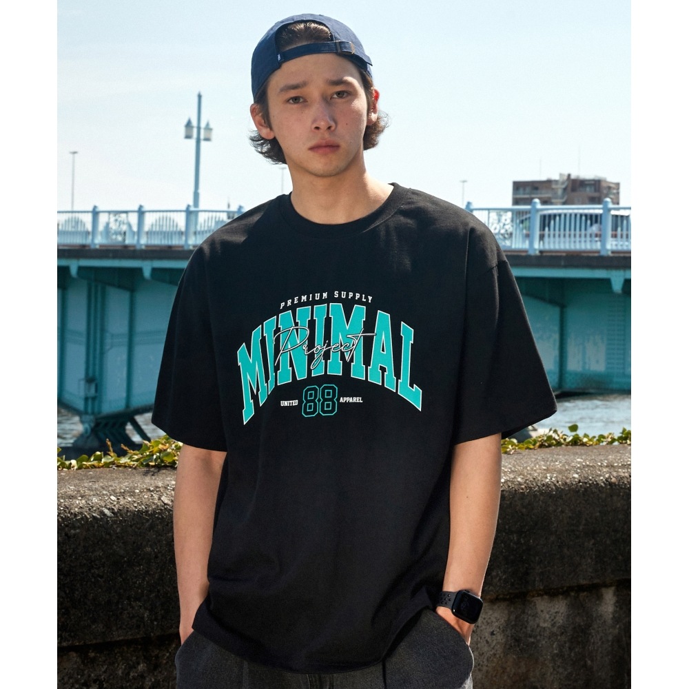 MINIMALPROJECT 88アーチロゴオーバーフィット半袖TシャツMST150 [BLACK]