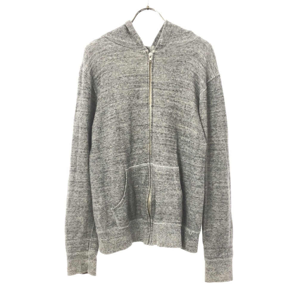 日本製 長袖 ジップパーカー 38 杢グレー メンズ