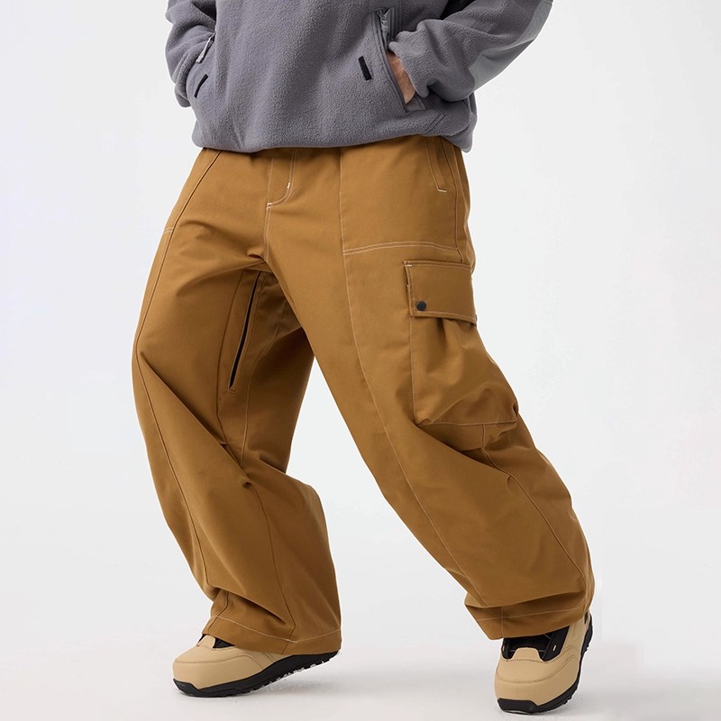 スノボウェア 3色 2025 2026 耐水圧20000mm スノボパンツ ズボン カーゴパンツ 黒ベージュ コーヒー色 無地韓国風 スノーボードウェア スノーウェア スキーウェア メンズ レディース
