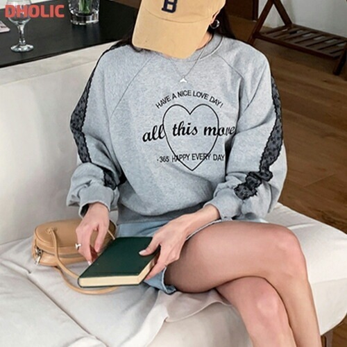 レースラグランハートプリントスウェット・1893389