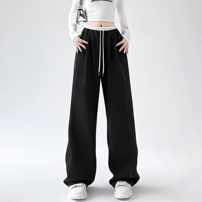 レディース パンツ ボトムス ワイドパンツ スウェットパンツ ロング 丈長 ワイド スリム 細身 ポケット ハイウエスト 伸縮性 かわいい 大人可愛い シンプル おしゃれ かっこいい ラフ クール