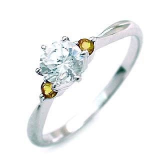 ( 11月誕生石 ) シトリン Pt ダイヤモンドリング（婚約指輪エンゲージリング）楽ギフ_包装02P26Mar16