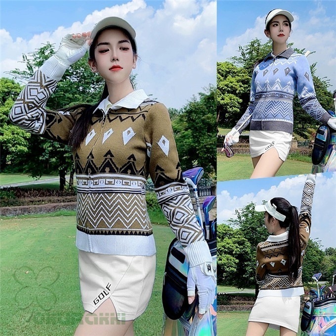 ゴルフ GOLF ウールセーター 秋 冬 レディース コート ゴルフウェア ニットセーター 防寒 暖かい プレゼント ギフト2410gfmy05