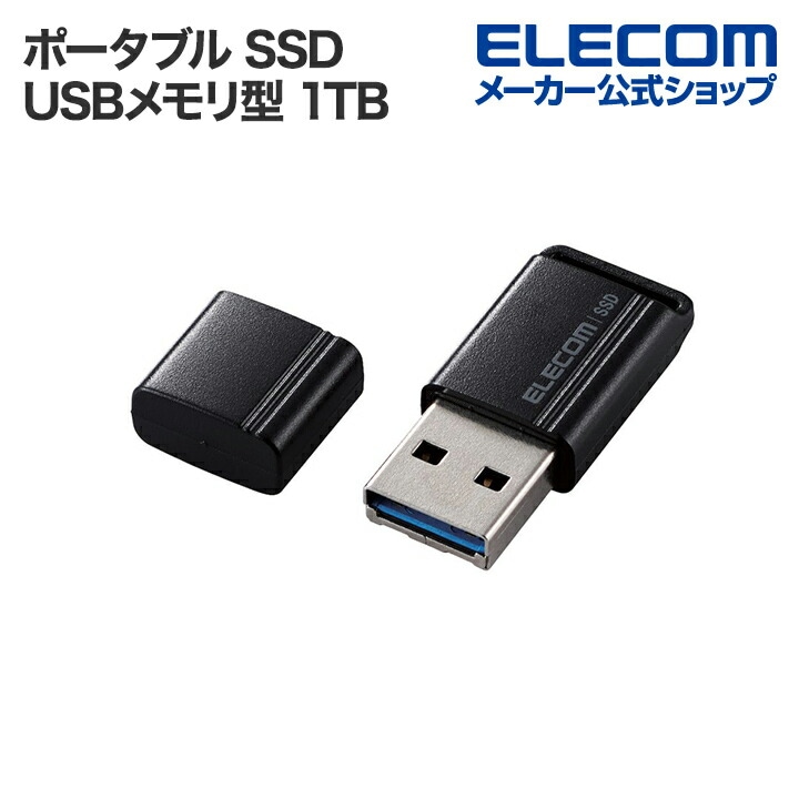 外付け ポータブル SSD 極小キャップ式 1TB 小型USBメモリ型 USB3.2(Gen2) ブラック