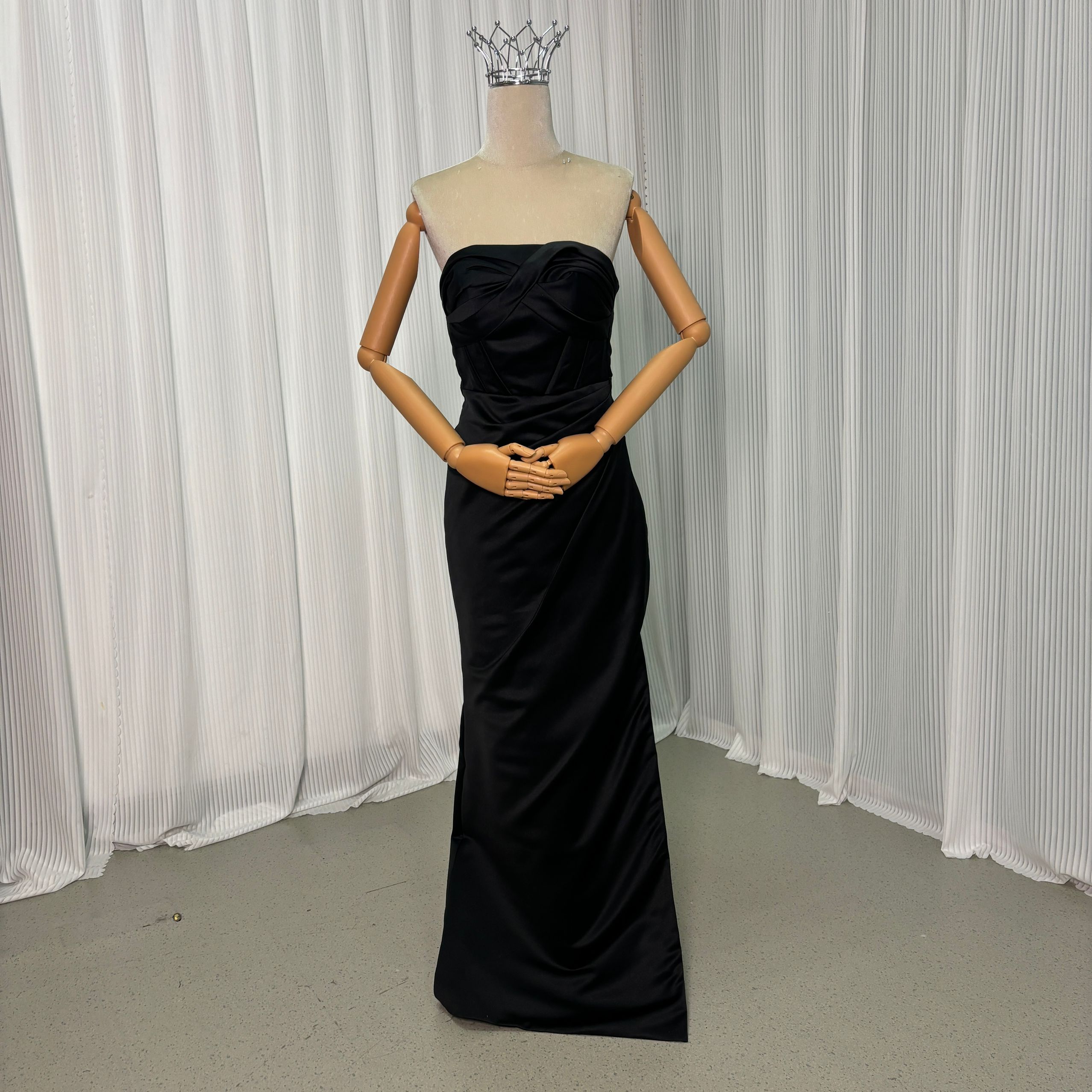パーティードレス ブラック マーメイドライン ビスチェタイプ スリット ロング 編み上げ 二次会