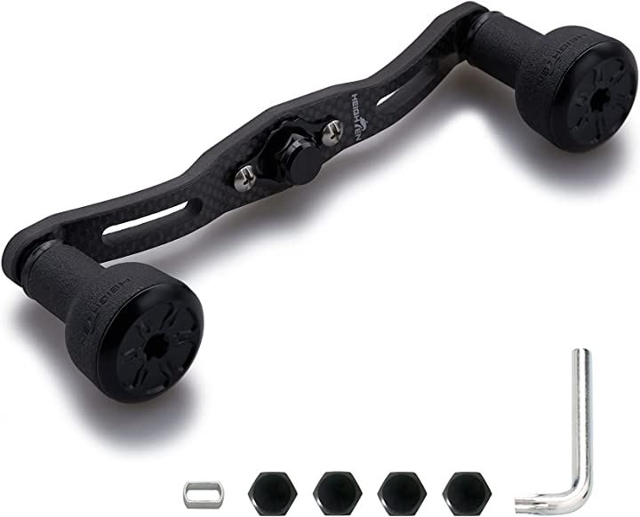 リール ハンドル カーボン 直径24mm TPE製 ノブ搭載 シマノ ダイワ アブ 通用 ベイトリール用 Series 429( ブラック, 110mm)