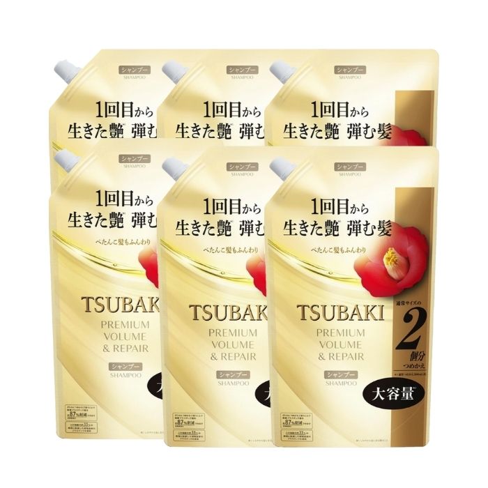 【6セット】 TSUBAKI プレミアム ボリューム＆リペア シャンプー つめかえ用 600mL 詰め替え パウチ 資生堂 つや髪 うるおい パサつき ダメージケア ツバキ ファイントゥデイ