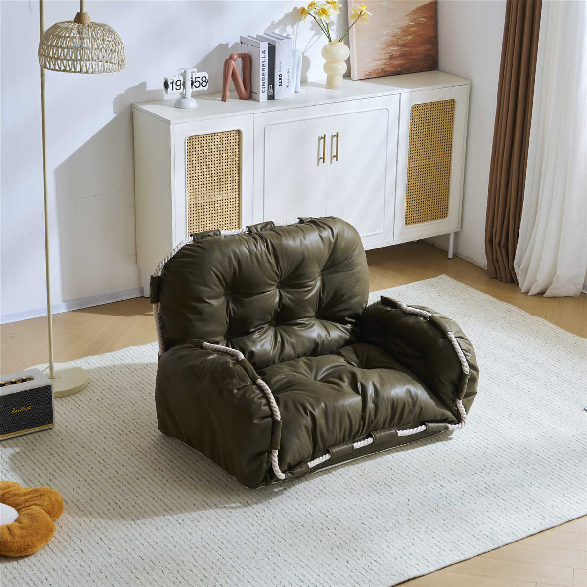 【日本国内出荷-3日で配達】 韓国版 ファッションソファ ローソファー リクライニング コンパクト肘付き クッシ ョン 背もたれ6段階調整 肘掛け3段階調整　1人掛けフロアソファ 完成品 DJYC59 14,572円