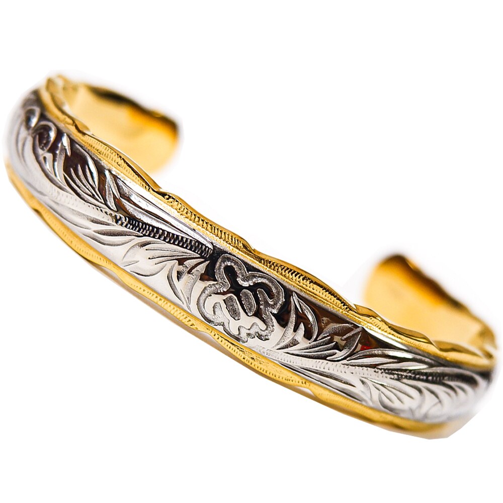 ハワイアンジュエリー バングル イエローゴールド スチールシルバー メンズ レディース ホヌ スクロ