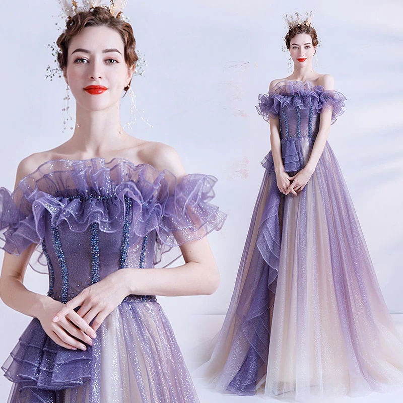 グラデーションのドレス カラードレス ロング 演奏会 二次会 結婚式 パーティードレス 花嫁 ウェディングドレス カラードレ 代