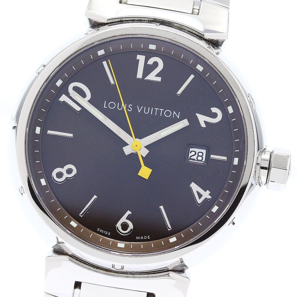 ルイ・ヴィトン LOUIS VUITTON Q1111 タンブール デイト クォーツ メンズ 内箱付き_867606【中古】