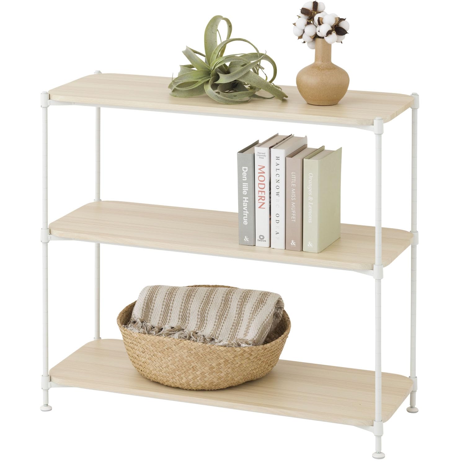 暮らし整う「美見え」収納ルミナス12.7mmスチールラック 「ウッドシェルフ」仕様C12-W803WH ホワイト×ナチュラル 幅80.5×奥行き31.0×高さ72.0cm(棚板サイズ 幅79.5×