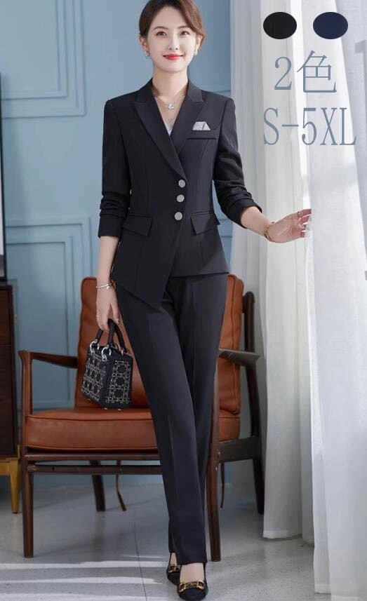 通勤お仕事服 オフィスビジネスリクルート 通勤 OL 面接 入学式 入園式 転職 卒業式 同窓会 セレモニー フォーマルスーツセット オシャレ 大きいサイズ 気質 細身 着痩せスーツセットS-5XL