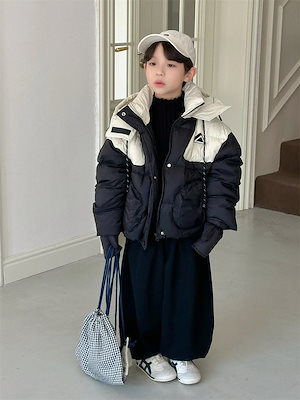 子供服の男の子用帽子付きダウンジャケット24新型韓国系色合わせ帽カジュアル厚手ダウンジャケット