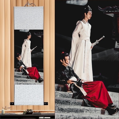 中国ドラマ『陳情令(The Untamed)』原作『魔道祖師』 中国限定グッズ 藍忘機 魏無羨 中国風巻物掛け絵 約35*105cm 王一博 肖戰