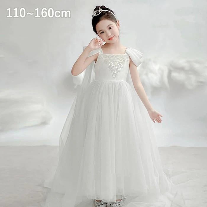 ピアノ発表会 ドレス 子供 女の子 白 ホワイト 発表会ドレス ノースリーブ 子ども ワンピース お祝い日 演奏会 音楽会 フォーマル 誕生日 撮影